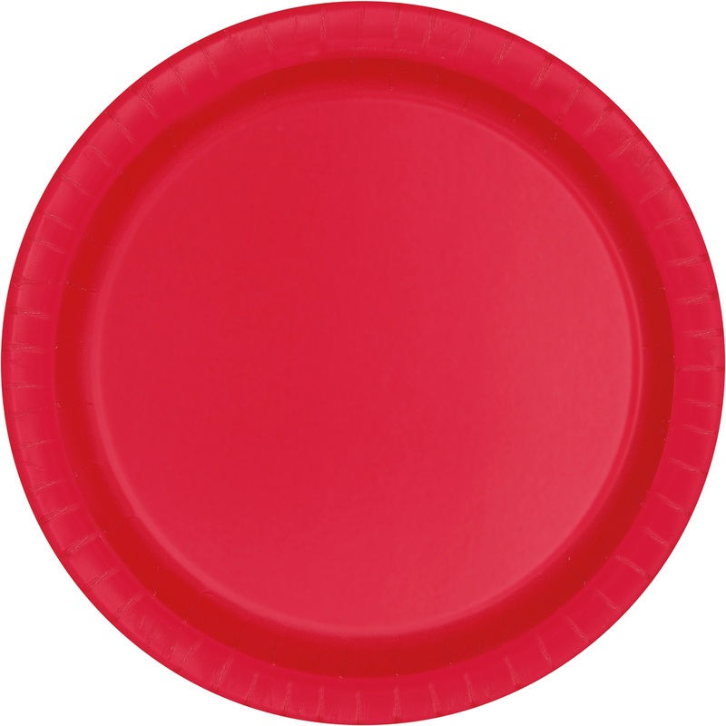 Ruby Red 10" Dinner Plates - 20ct Round Party Paper Plates