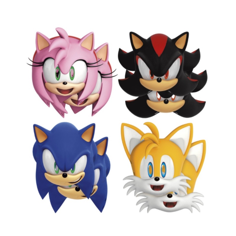 Sonic the Hedgehog Assorted Paper Party Masks (8ct)  Fun Kids Costume Masks for Sonic-Themed Birthday Parties