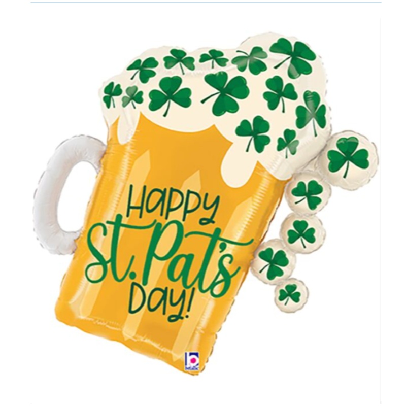 St. Patrick's Day Beer Mug Shaped 27" Mylar Balloon