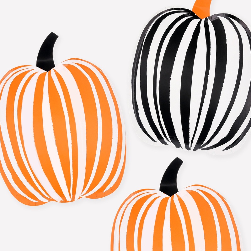 Stripe Pumpkin Plates (x 8)