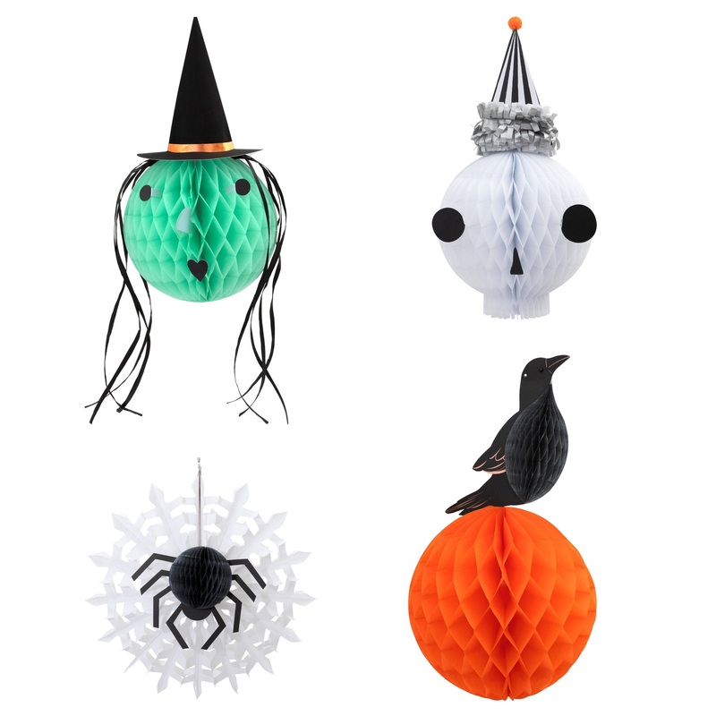 Vintage Halloween Honeycomb Heads (x 4)