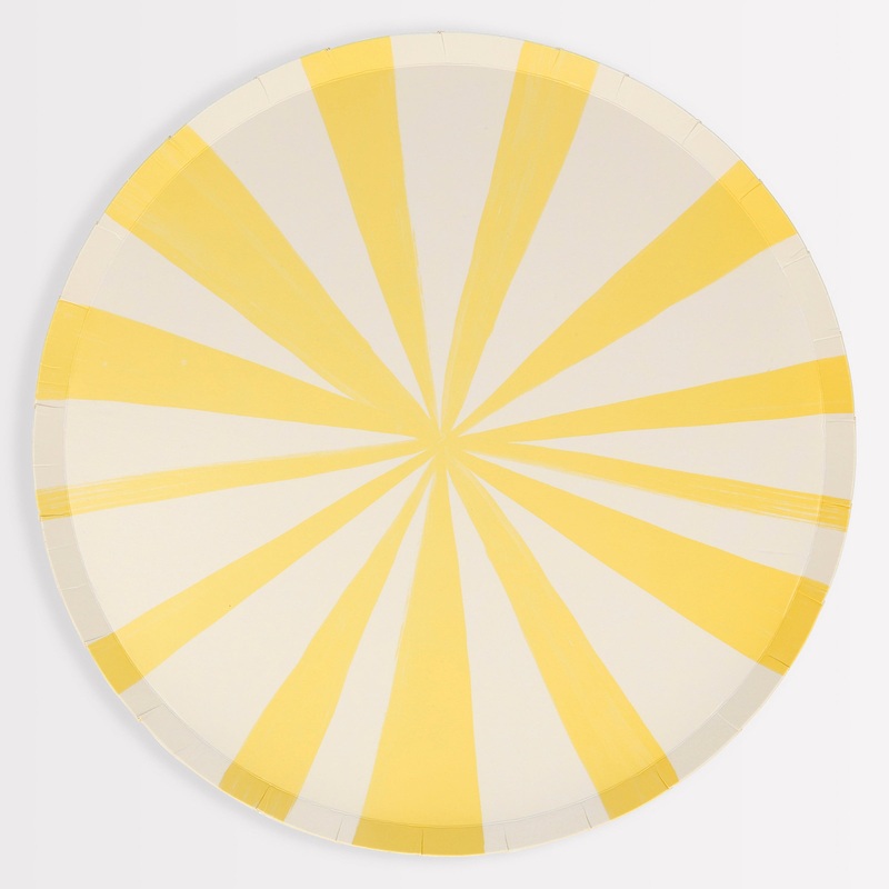 Yellow Stripe Dinner Plates (x 8)