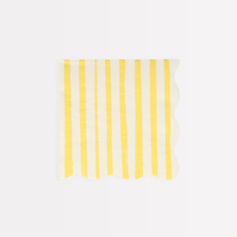 Yellow Stripe Small Napkins (x 16)