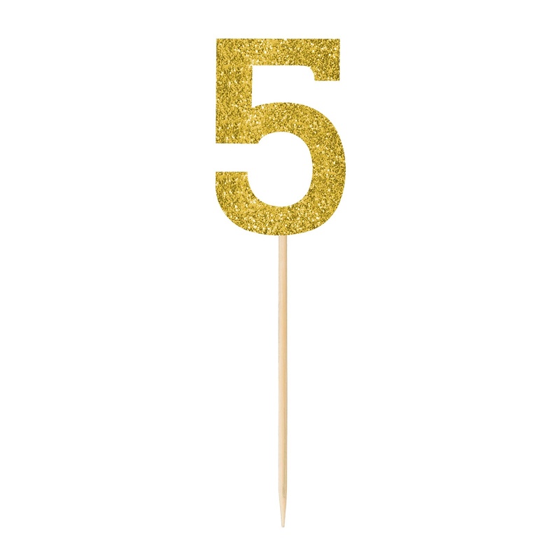 # 5 Gold Glitter 9 1/2"  Party Picks Package of 4