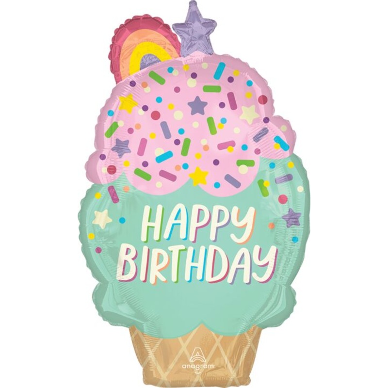 Ice Cream Party Birthday 30" Mylar Balloon