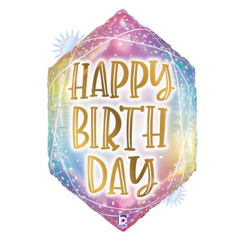 Opal Pastel Geo Birthday 30" Mylar Balloon