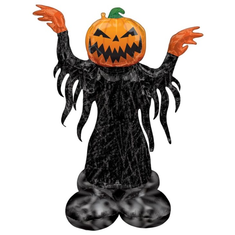 Pumpkin Head Ghost 53" Airloonz Floor Standing Mylar Balloon