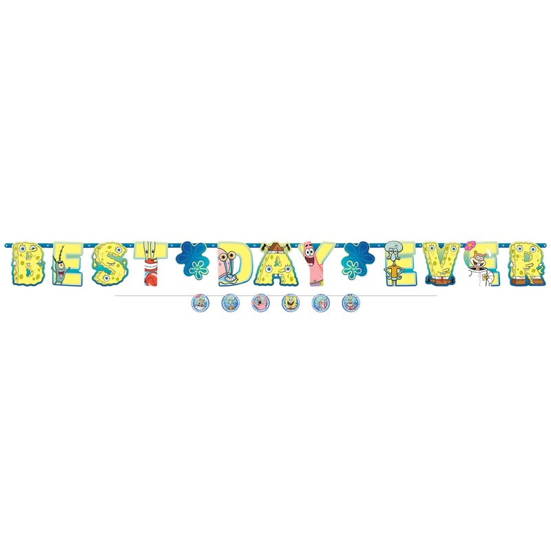 SpongeBob 2 pack Jumbo "Best Day Ever"  Letter Banner Kit 1 10 1/2' x 10" and 1 cutout banner  6' x 4"
