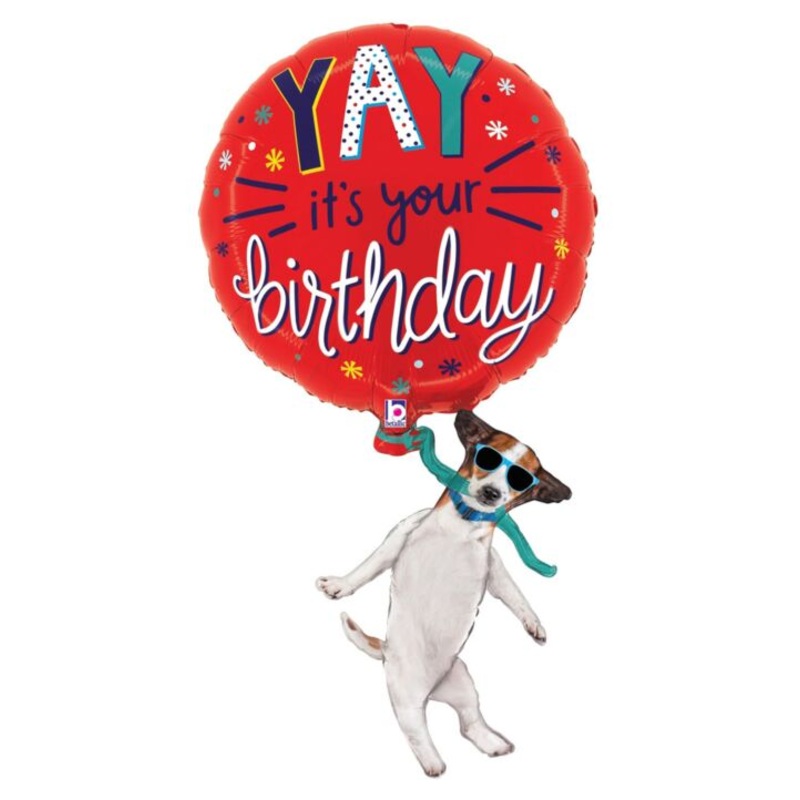 YAY Birthday Dog  37"  Mylar Balloon
