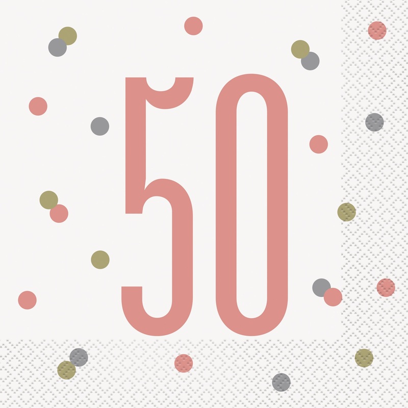 16 Glitz Rose Gold Luncheon Napkins "50"