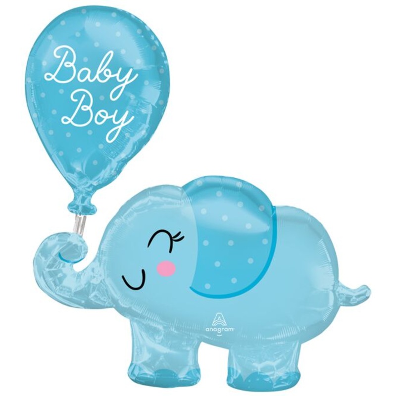 Baby Boy Elephant 31" Supershape Mylar Balloon