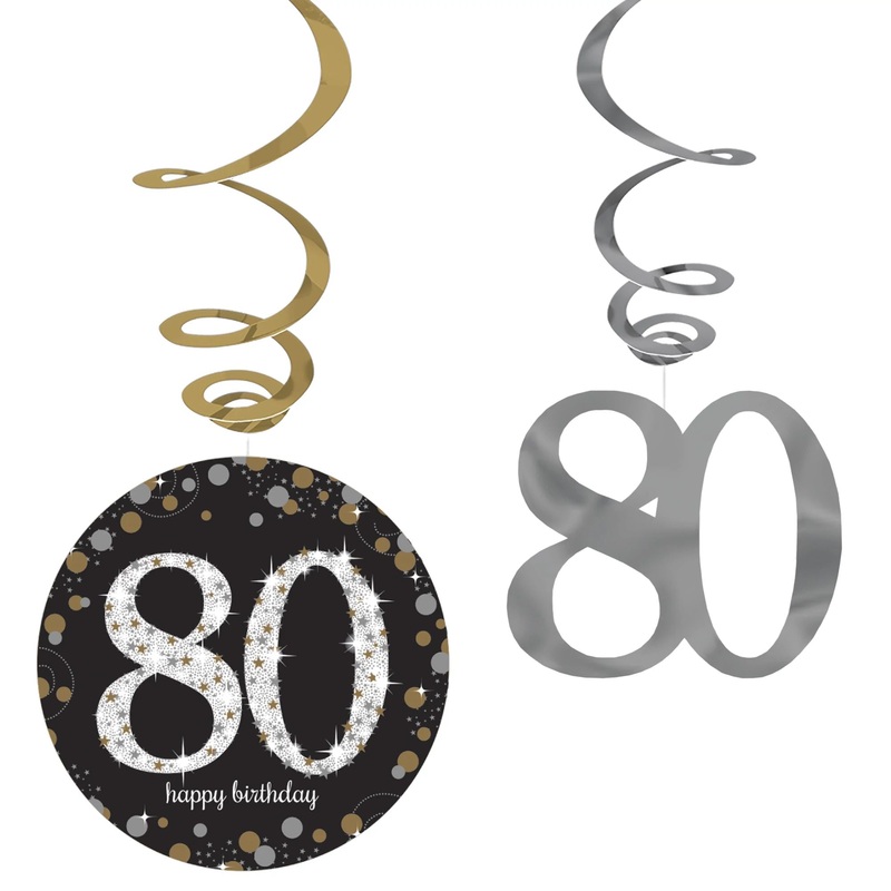 Sparkling Celebration 80th Foil Swirl Decorations