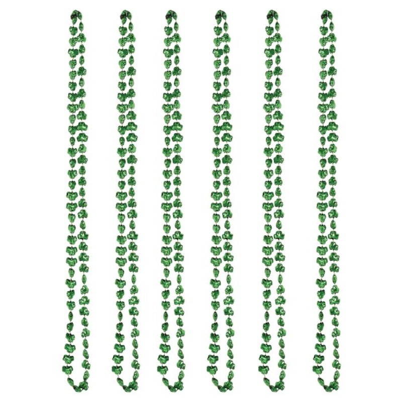 St. Patrick's Day Mini Shamrock Bead 33" Necklace 6 per package