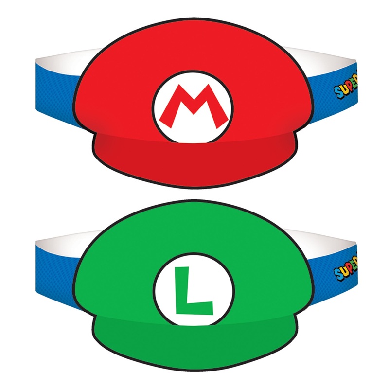 Super Mario Brothers 8 pack of Paper Hats