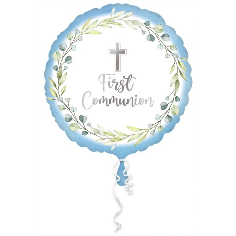 My First Communion Blue  17" Standard Shape Mylar Balloon
