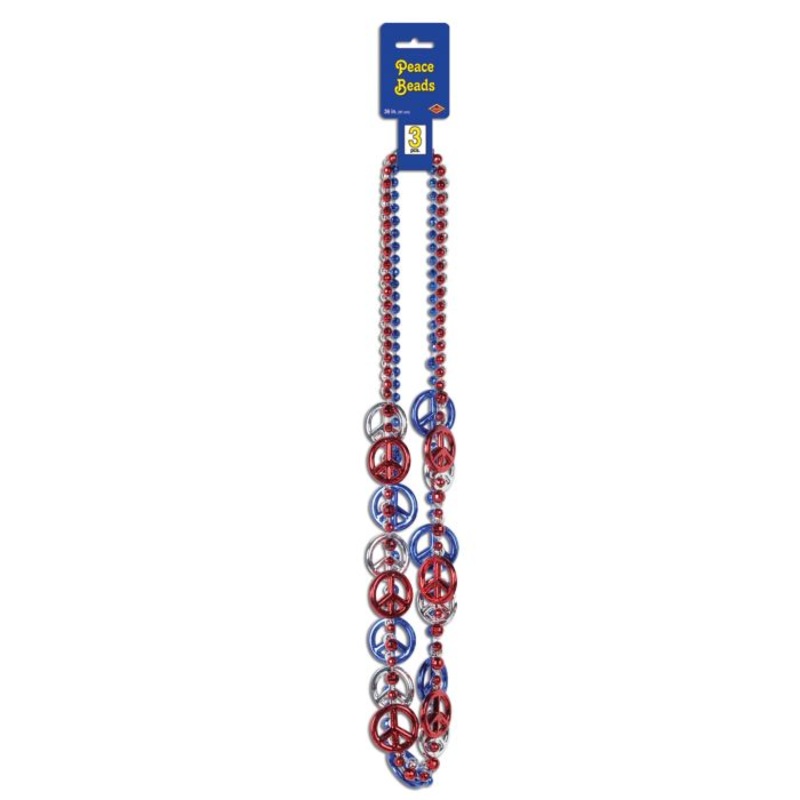 Patriotic Peace Sign 36"  Beads 3 per package
