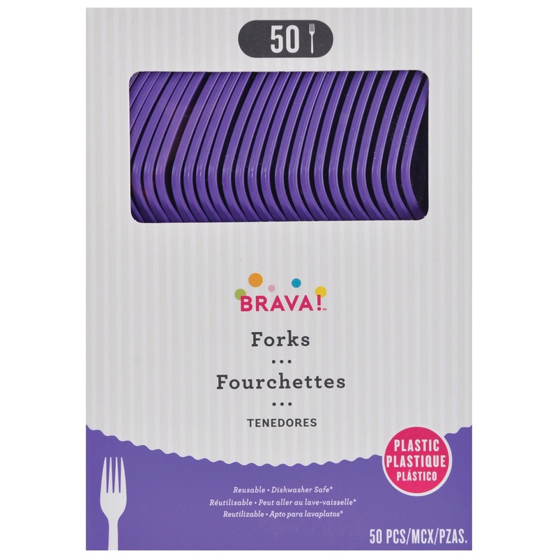 Purple Forks 50-Count Heavyweight Plastic Forks