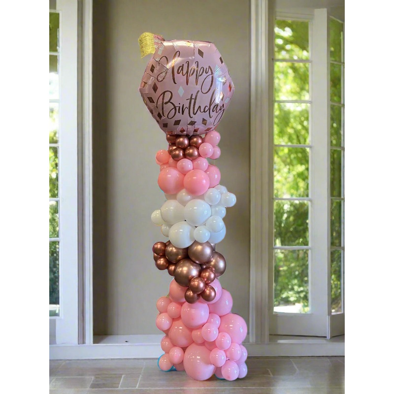 Rose Gold Birthday Balloon Column