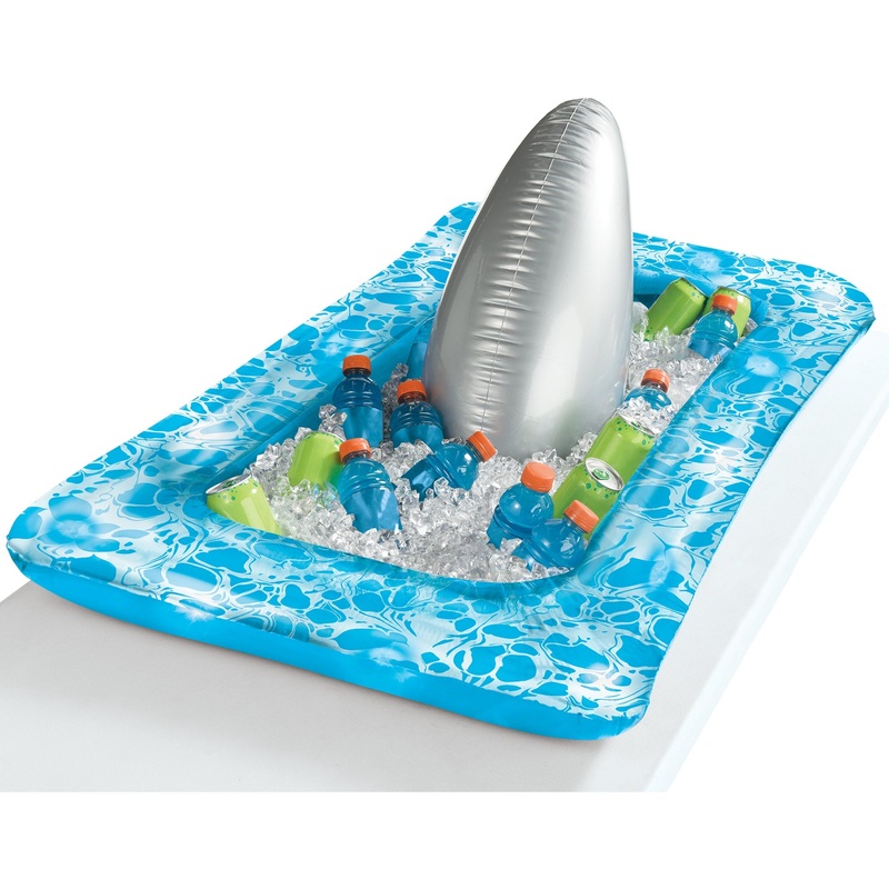 Shark Fin Light Up Inflatable Buffet Cooler 18" x 25 1/2" x 51"