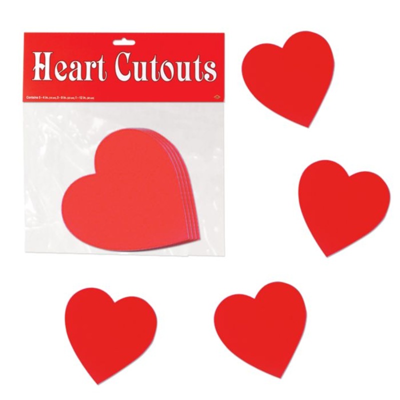 Valentine 2 sided 4"  Heart Cutouts package of 10