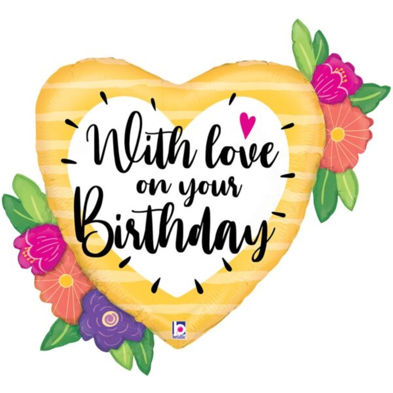 With Love on Your Birthday Flowers 27" Mylar Balloon