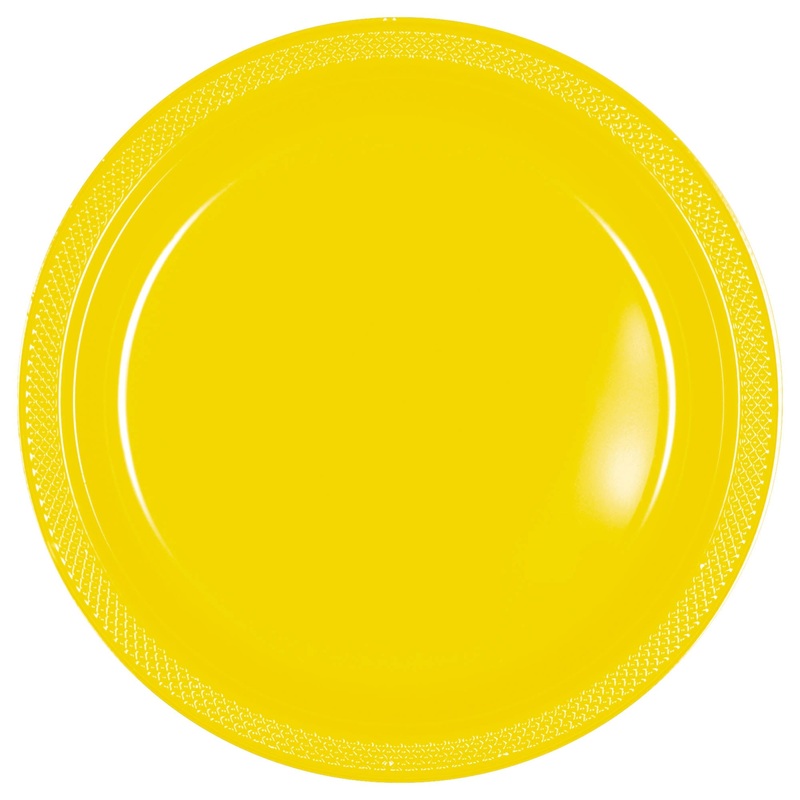 Yellow Sunshine 10" Round Plastic Plates, 20 count