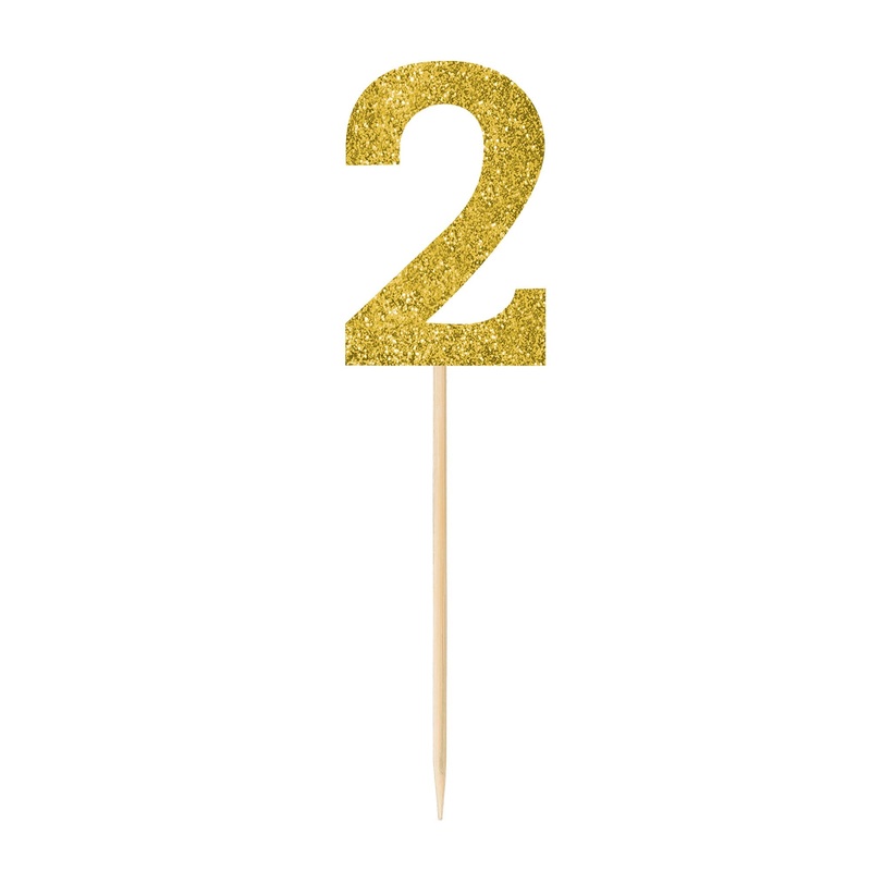 # 2 Gold Glitter 9 1/2"  Party Picks Package of 4