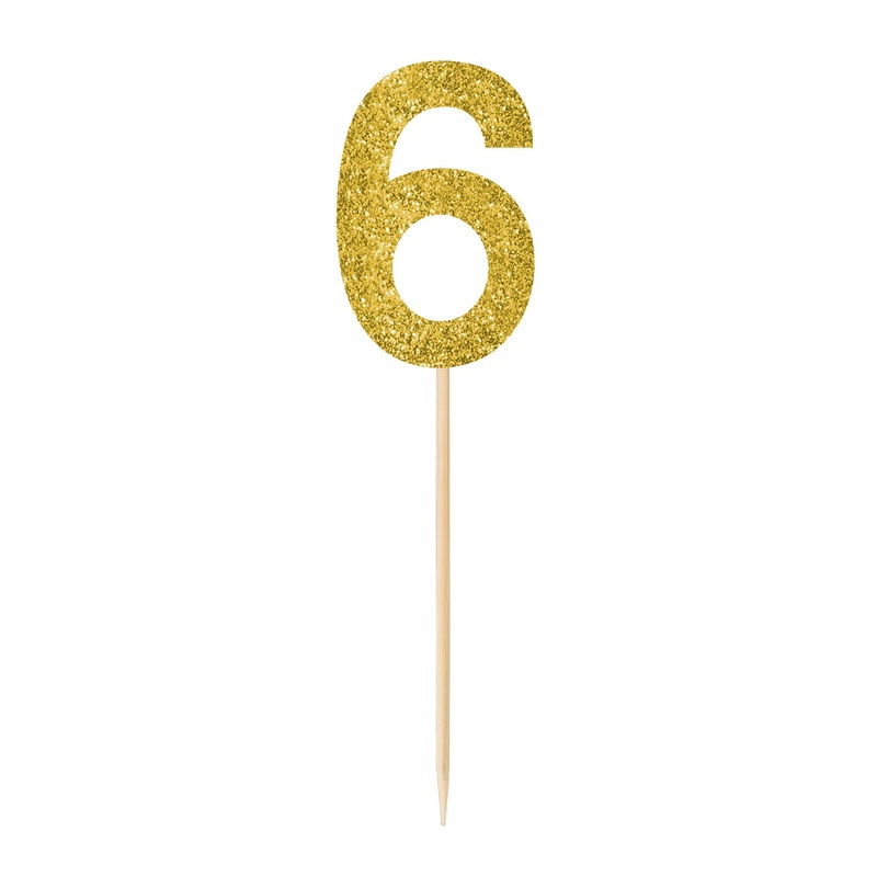 # 6 Gold Glitter 9 1/2"  Party Picks Package of 4