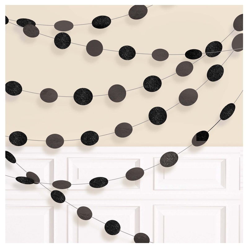 Round Glitter String Decorations- Jet Black