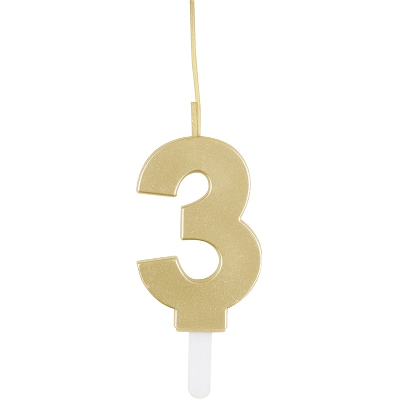Sparkler to Candle Duo Gold Number 3 Sparkler-Topped Birthday Candle