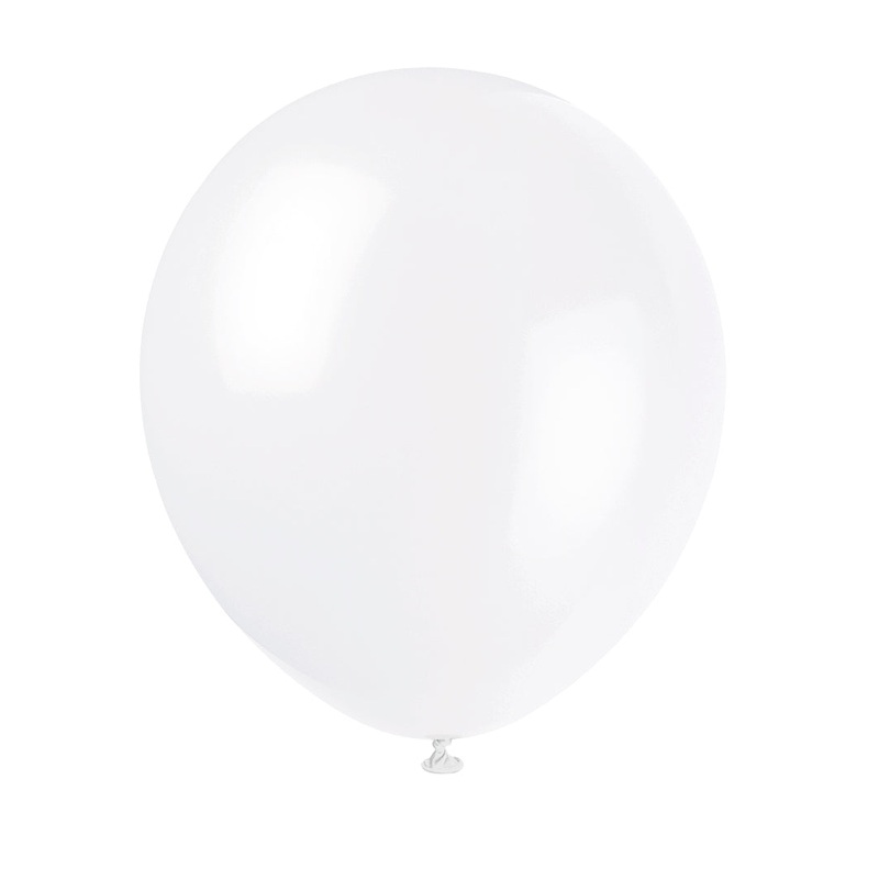 White 12 Inch Latex Balloons 10 Per Package