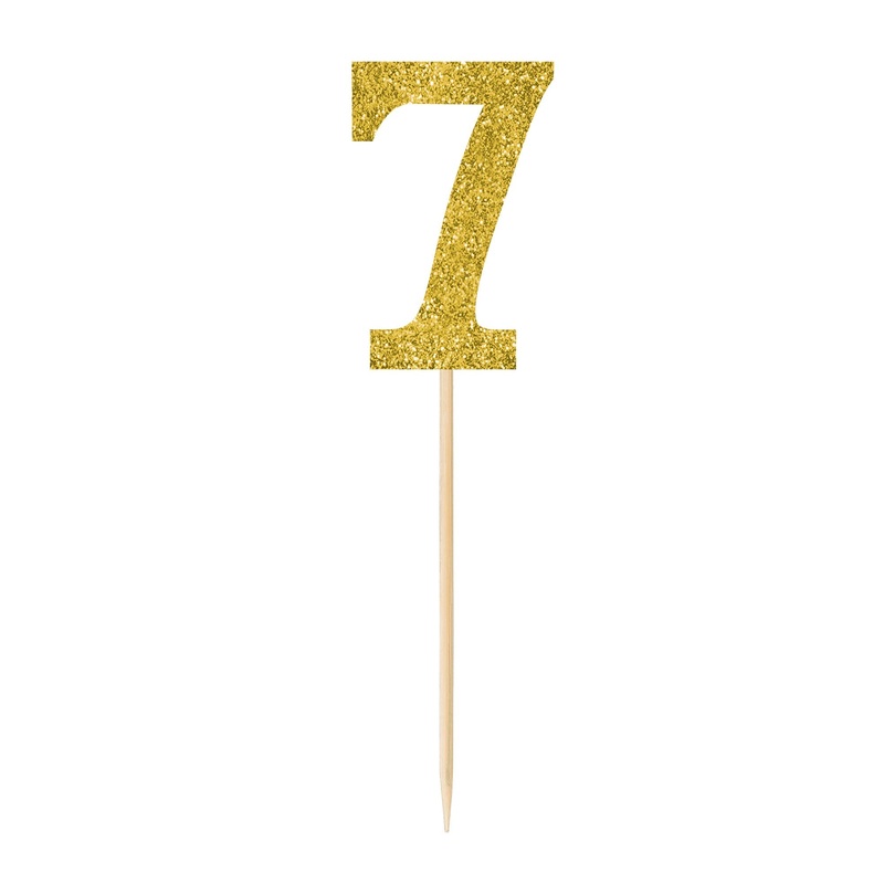 # 7 Gold Glitter 9 1/2"  Party Picks Package of 4