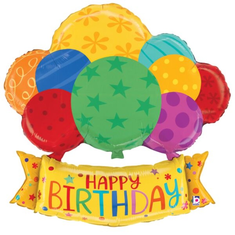 Birthday Balloons Banner 37" Mylar Balloon