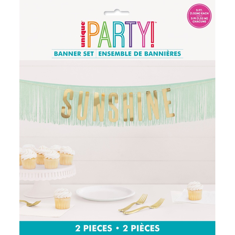 Gold Foil "Sunshine" Fringe and Letter Garland Kit  4 ft