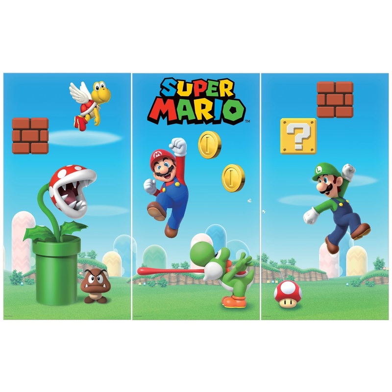 Super Mario Brothers Scene Setters 4 piece Wall Decorating Kit