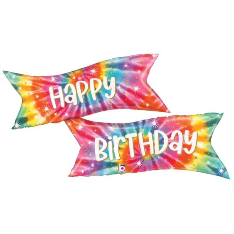 Tie Dye 49"  Banner Birthday Mylar Balloon