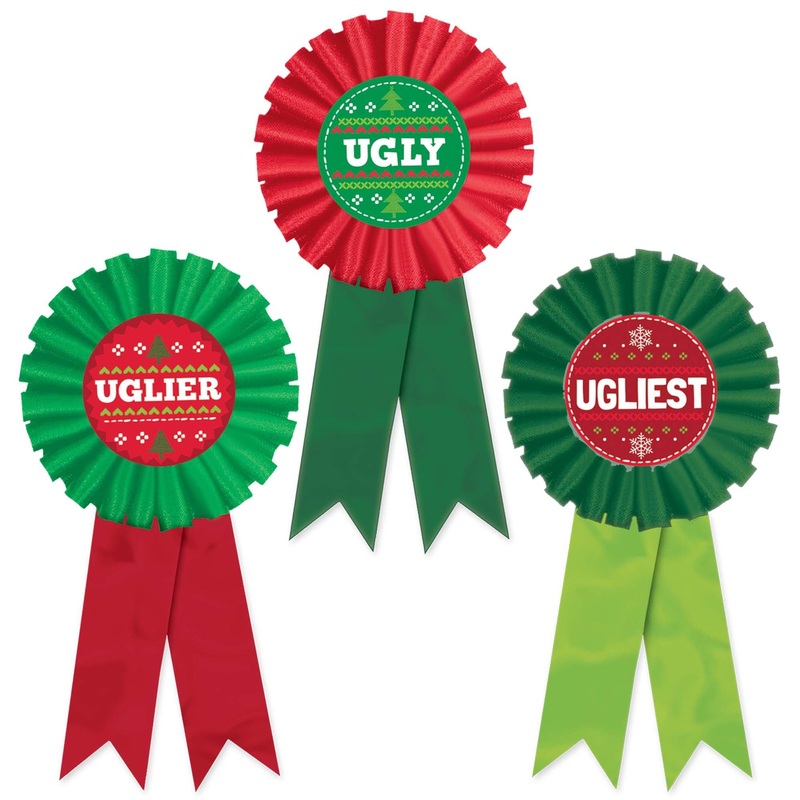 Ugly Sweater Contest Award Ribbons set of 3