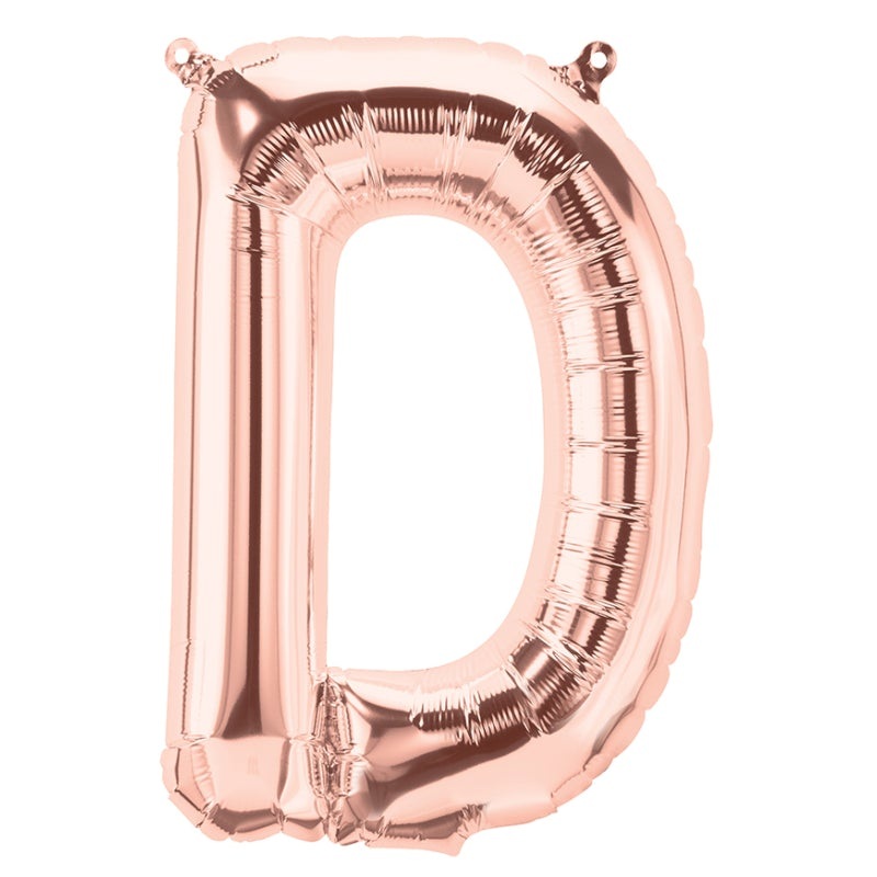 16'' Foil Letter D - Rose Gold Packaged Air Fill
