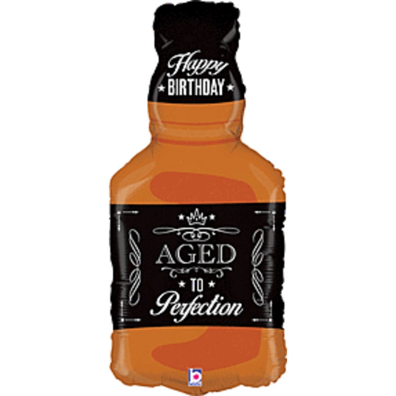 Bourbon Bottle "Happy Birthday"  large 31 inch  Helium Inflated Balloon