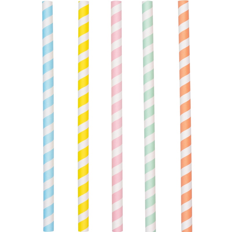 Pastel Ice Cream Assorted Paper Milkshake Straws  10ct