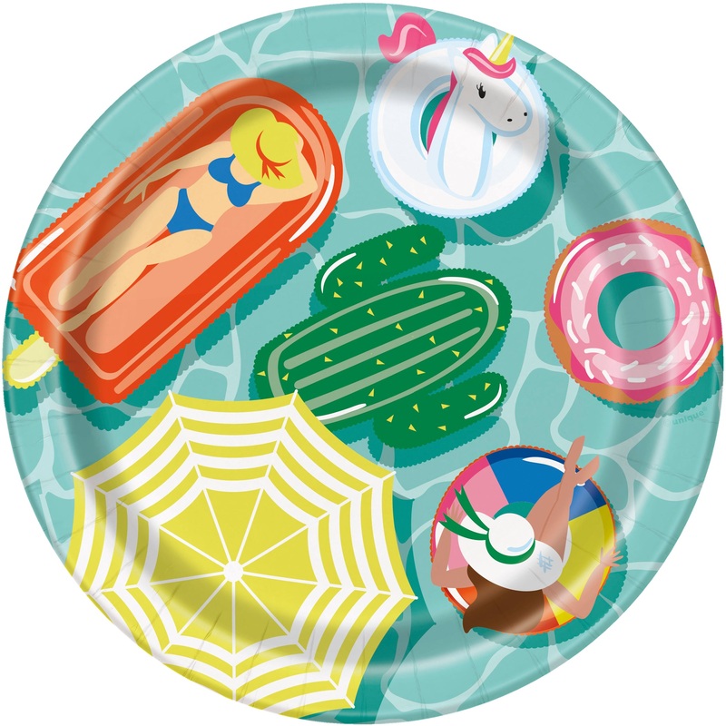 Summer Fun Round 7" Dessert  Paper Plates  8ct