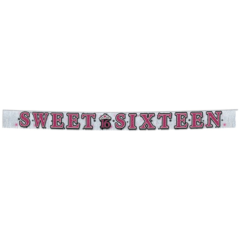 Sweet 16 Fringed Banner 1.5M X 20.3Cm