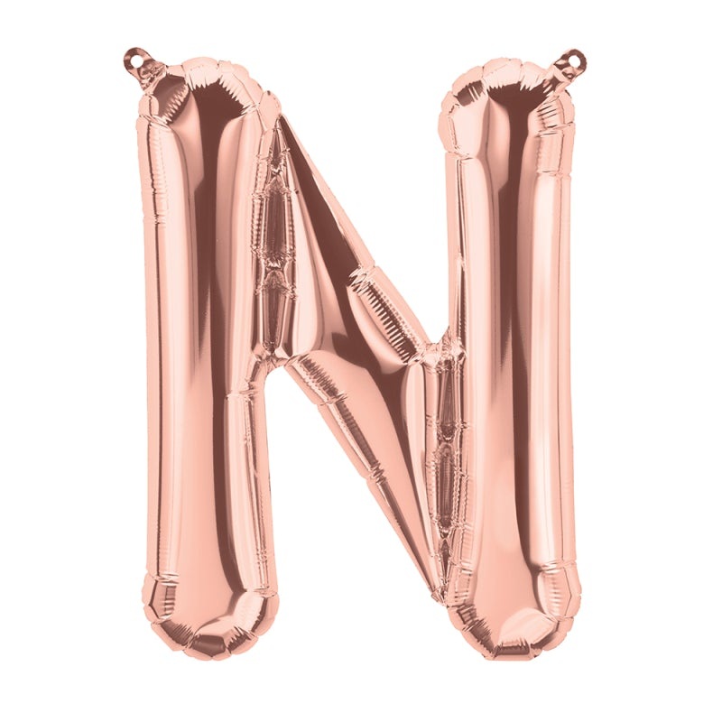 16'' Foil Letter N - Rose Gold Packaged Air Fill