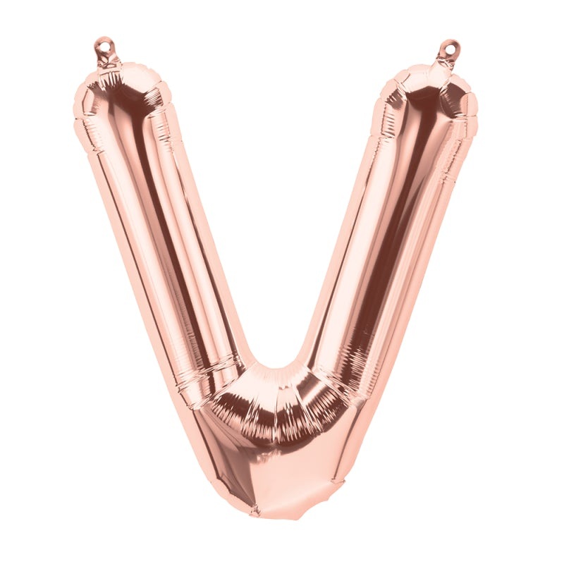 16'' Foil Letter V - Rose Gold Packaged Air Fill