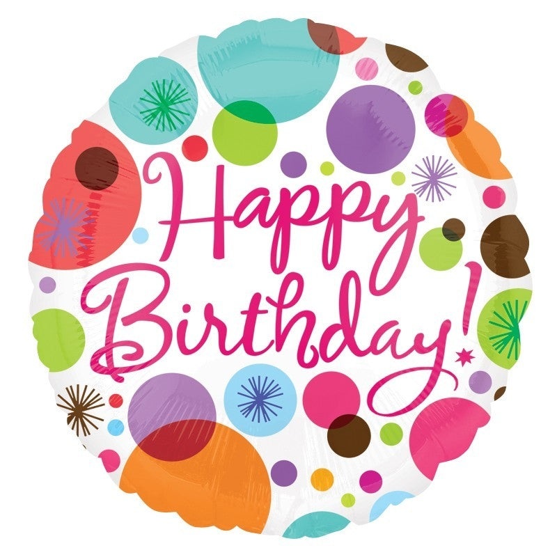 18'' Foil Happy Birthday Polka Dots