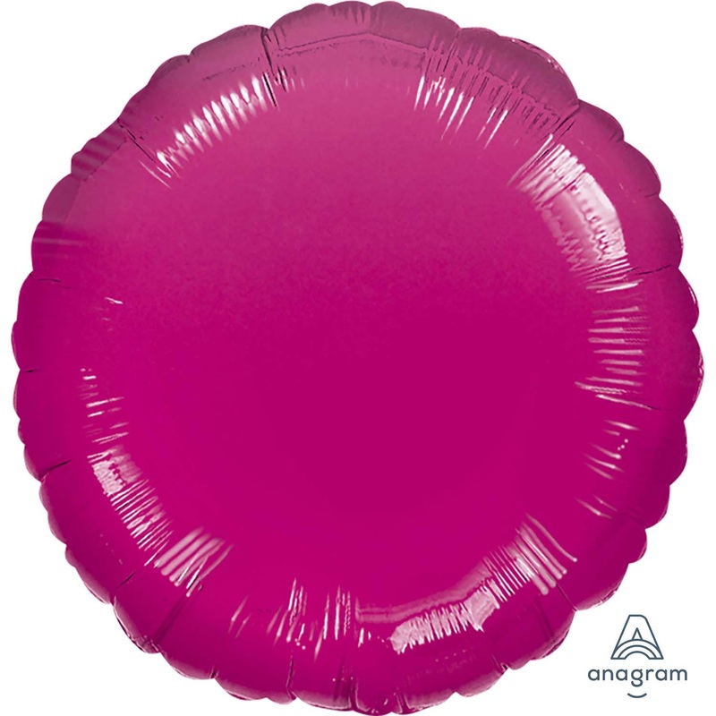 18 Inch Round Metallic Fuchsia Plain Foil (Flat)