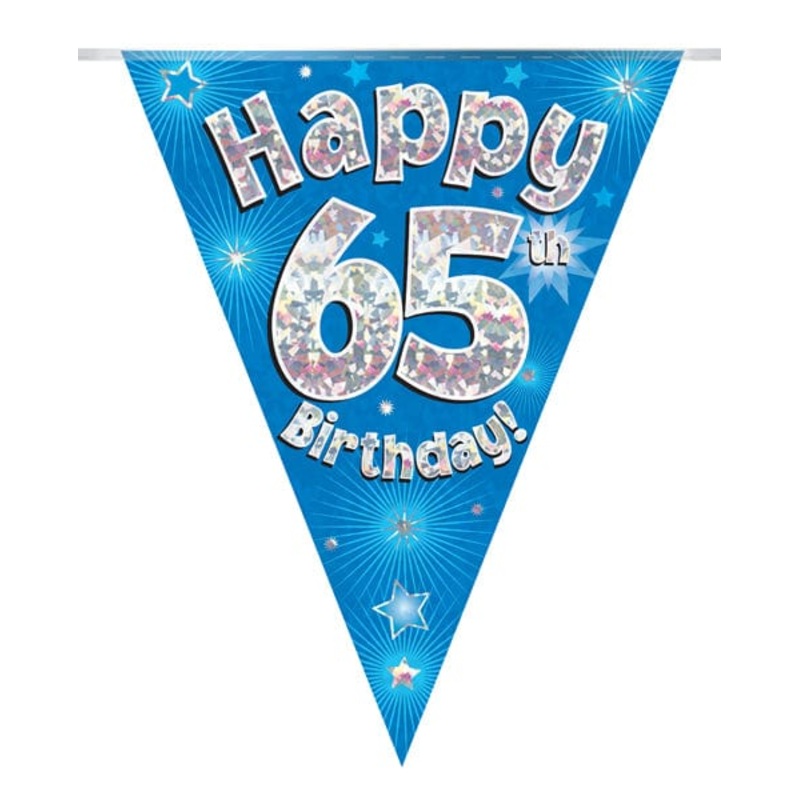 65th Birthday Bunting Blue - 11 Flags 3.9M