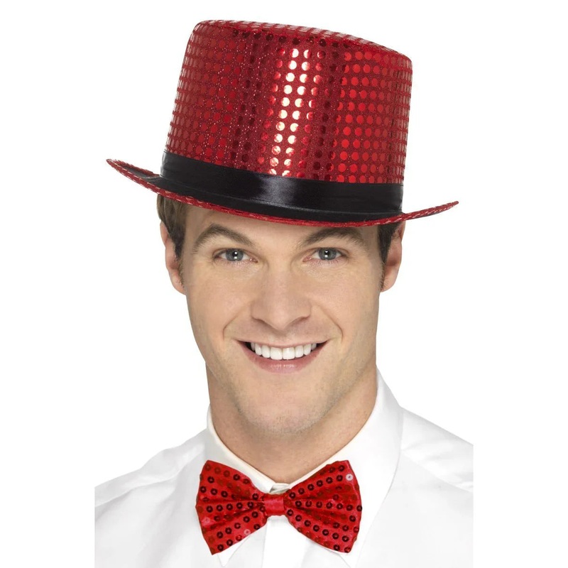 Sequin Top Hat, Red