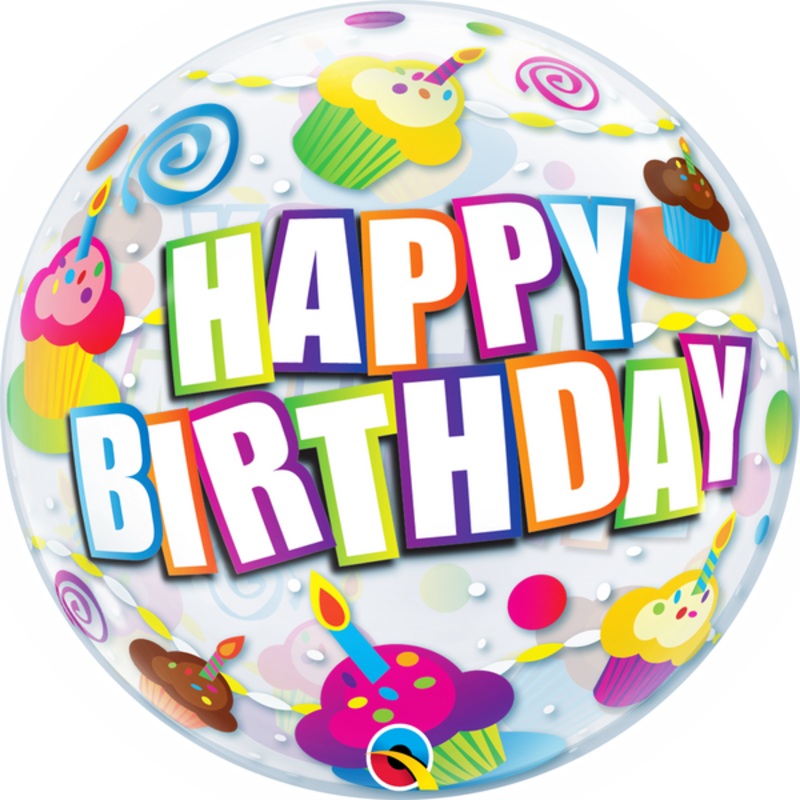 22'' Single Bubble Birthday Colorful Cupcakes