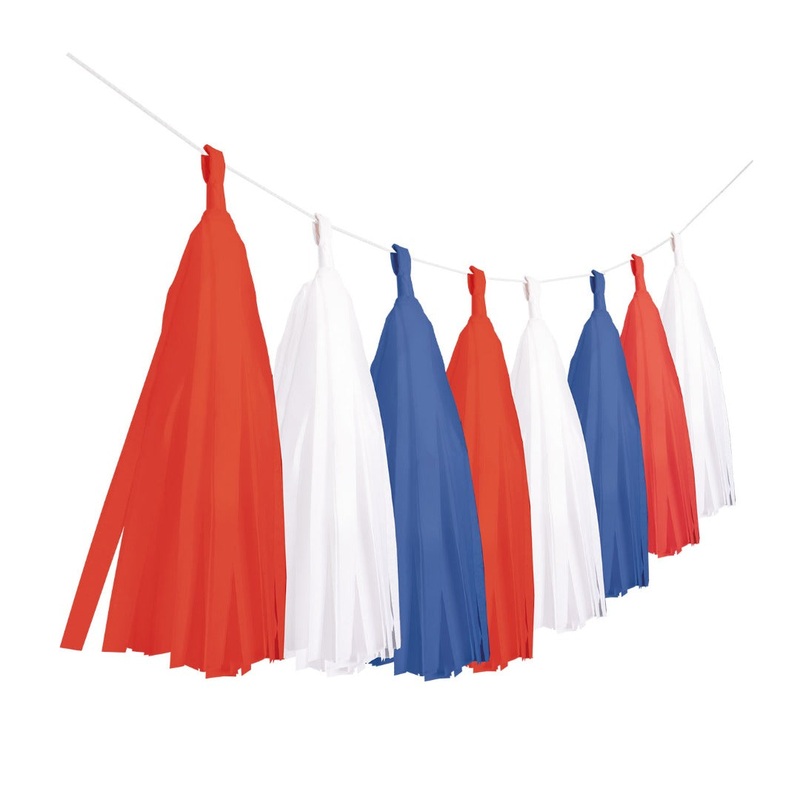 A Day To Remember Red White & Blue Tassel Garlands 6M - 6 Pc